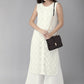 Ahalyaa White Embellished Kurta With Palazzo Set | Swadesiicart