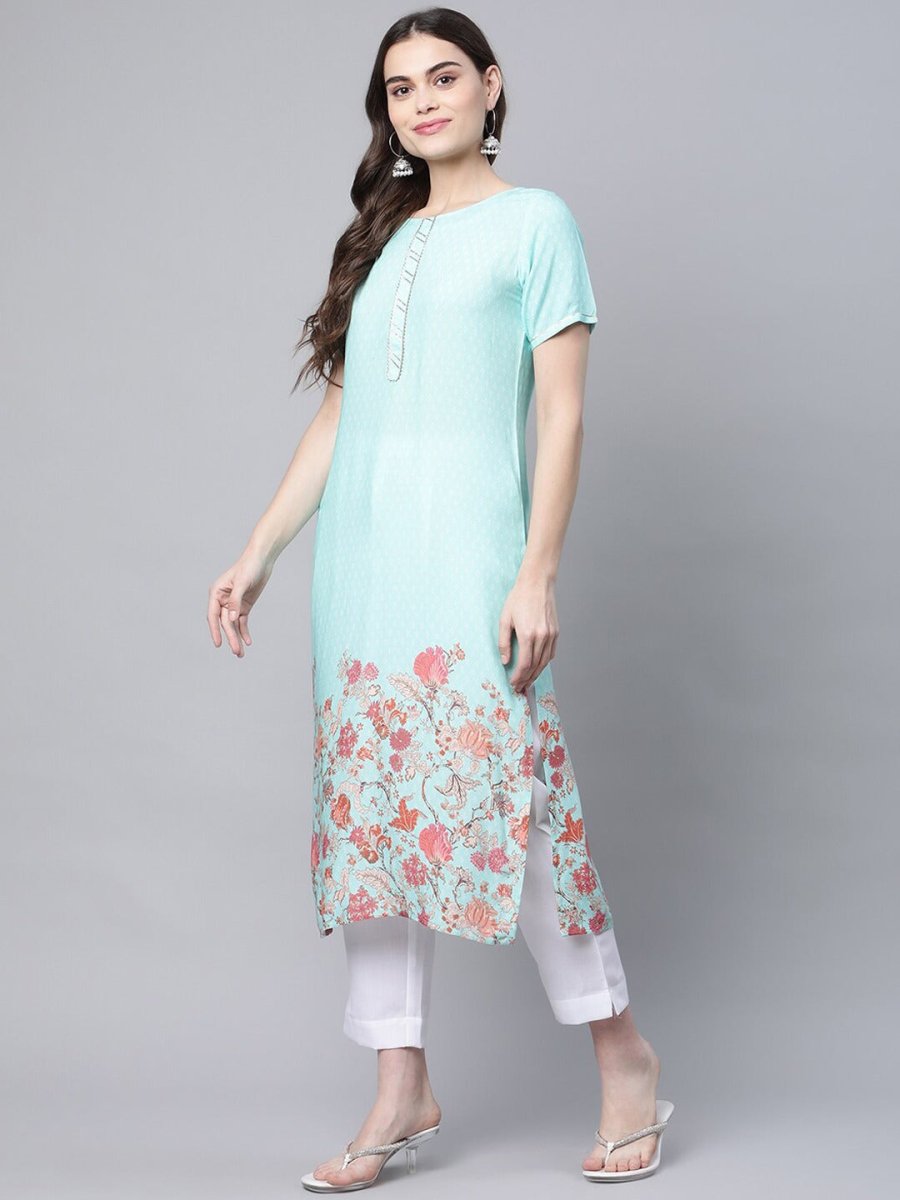 Ahalyaa Women Floral Printed Gotta Patti Kurta | Swadesiicart