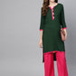 Ahalyaa Green Solid Straight Kurta for women | Swadesiicart