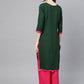 Ahalyaa Green Solid Straight Kurta for women | Swadesiicart