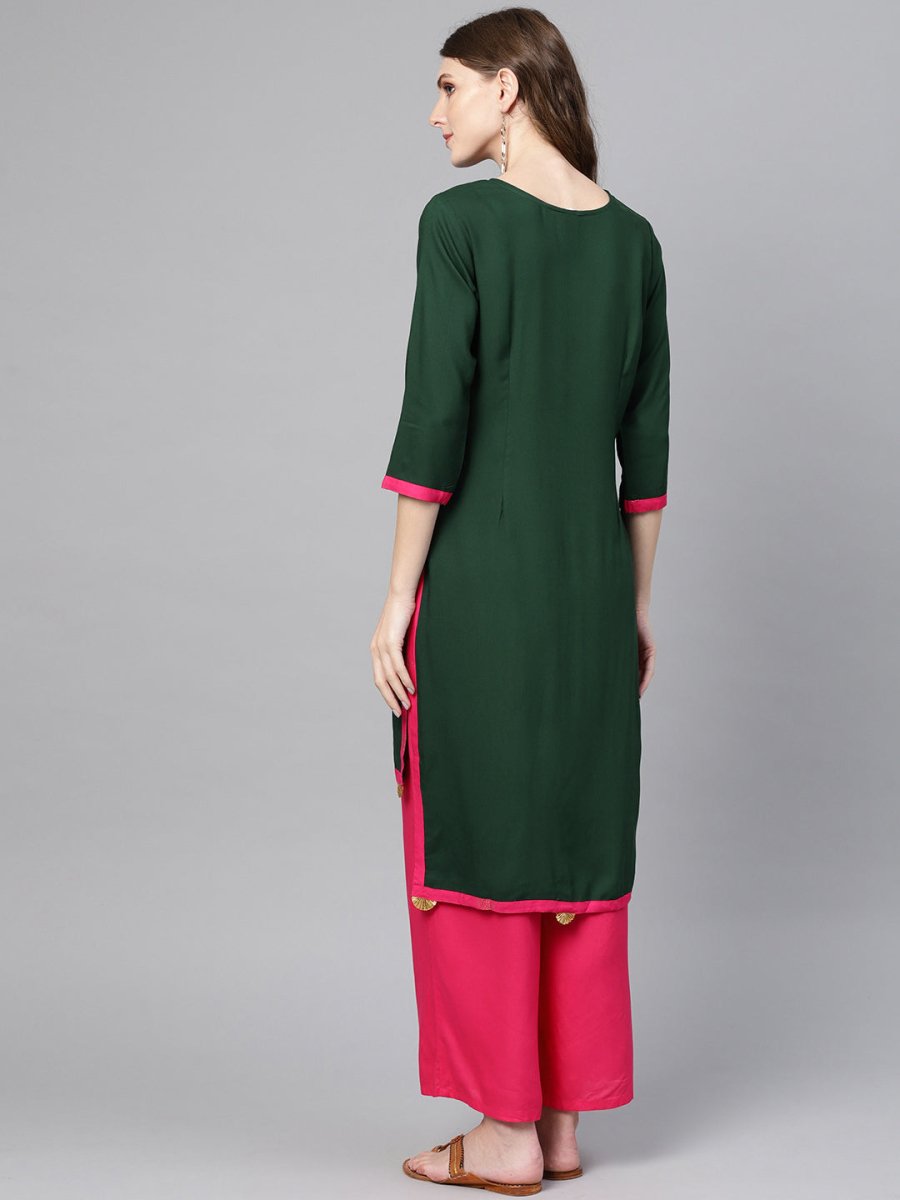 Ahalyaa Green Solid Straight Kurta for women | Swadesiicart