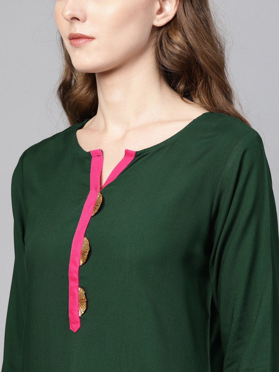 Ahalyaa Green Solid Straight Kurta for women | Swadesiicart