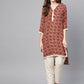 Ahalyaa Brown Printed Straight kurta | Swadesiicart