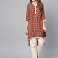 Ahalyaa Brown Printed Straight kurta | Swadesiicart
