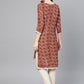 Ahalyaa Brown Printed Straight kurta | Swadesiicart