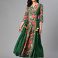 Ahalyaa Viscose Rayon Green Floral Printed Kurta | Swadesiicart