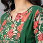 Ahalyaa Viscose Rayon Green Floral Printed Kurta | Swadesiicart