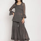 Ahalyaa Women Charcoal Grey Angrakha Kurta With Inner & Sharara | Swadesiicart