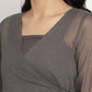 Ahalyaa Women Charcoal Grey Angrakha Kurta With Inner & Sharara | Swadesiicart