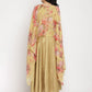 Ahalyaa Women's Mustard Color Velvet Kurta With Attached Printed Dupatta | Swadesiicart