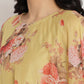 Ahalyaa Women's Mustard Color Velvet Kurta With Attached Printed Dupatta | Swadesiicart