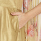 Ahalyaa Women's Mustard Color Velvet Kurta With Attached Printed Dupatta | Swadesiicart