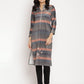Ahalyaa Women's Multi Color Stripe Digital Print Velvet Kurta | Swadesiicart