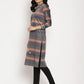 Ahalyaa Women's Multi Color Stripe Digital Print Velvet Kurta | Swadesiicart