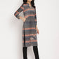 Ahalyaa Women's Multi Color Stripe Digital Print Velvet Kurta | Swadesiicart