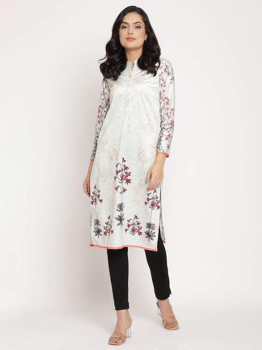 Ahalyaa Women's Light Green Color Digital Print Velvet Kurta | Swadesiicart
