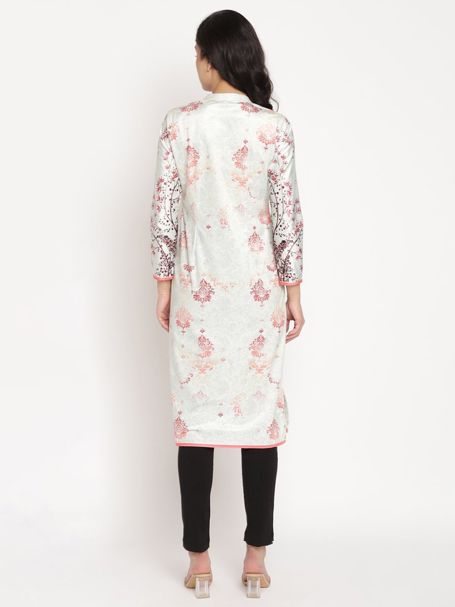 Ahalyaa Women's Light Green Color Digital Print Velvet Kurta | Swadesiicart