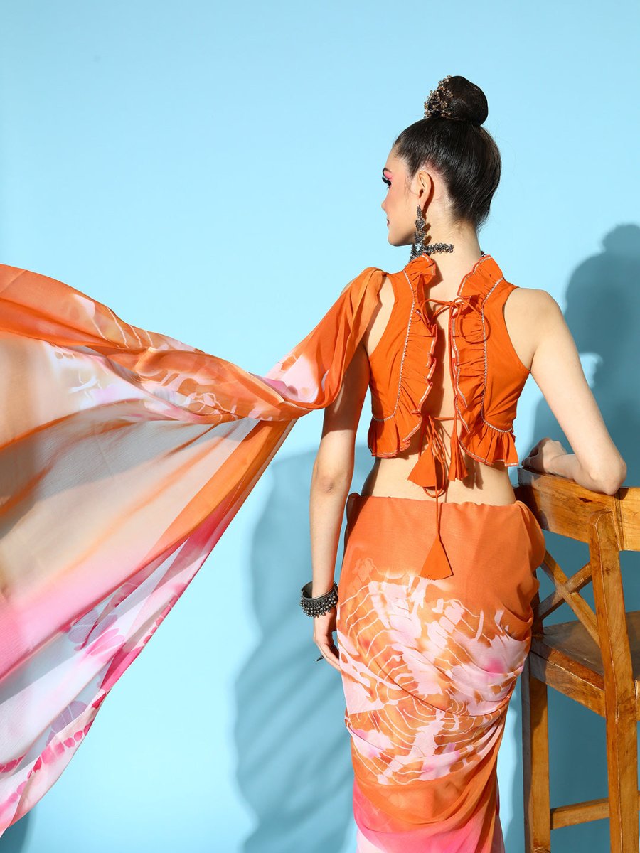 Ahalyaa Abstract Chiffon Saree | Swadesiicart