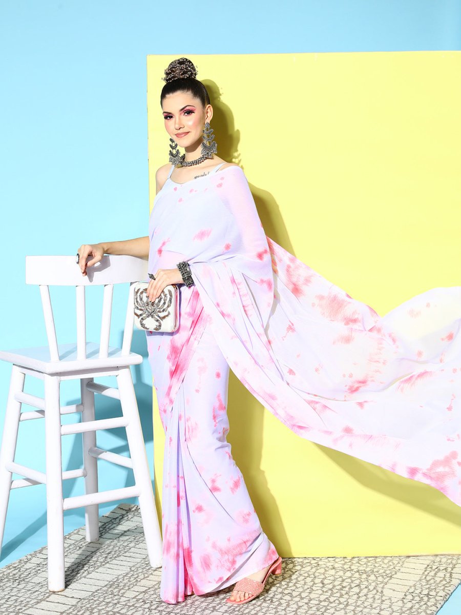 Ahalyaa Poly Chiffon Abstract Printed Saree | Swadesiicart