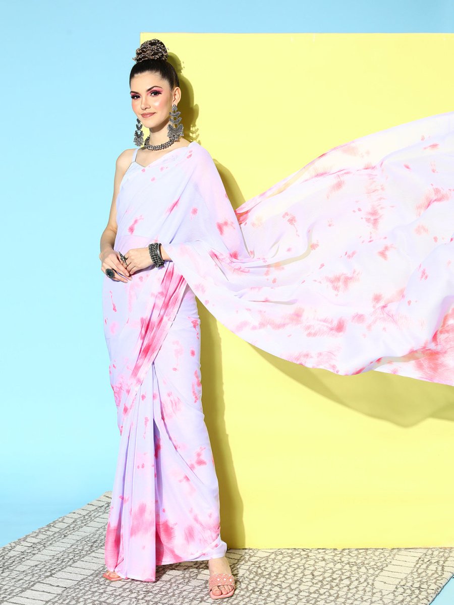 Ahalyaa Poly Chiffon Abstract Printed Saree | Swadesiicart