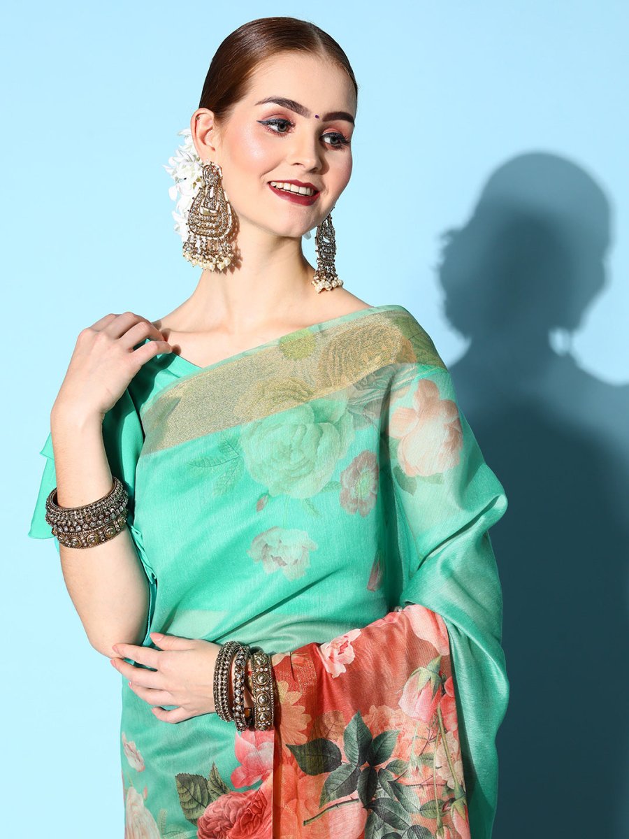 Ahalyaa Floral Printed Saree | Swadesiicart