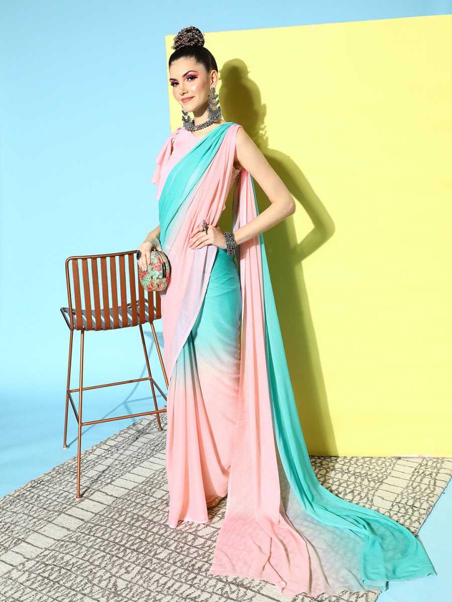 Ahalyaa Poly Chiffon Ombre Saree | Swadesiicart