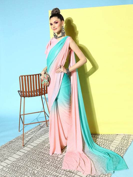 Ahalyaa Poly Chiffon Ombre Saree | Swadesiicart