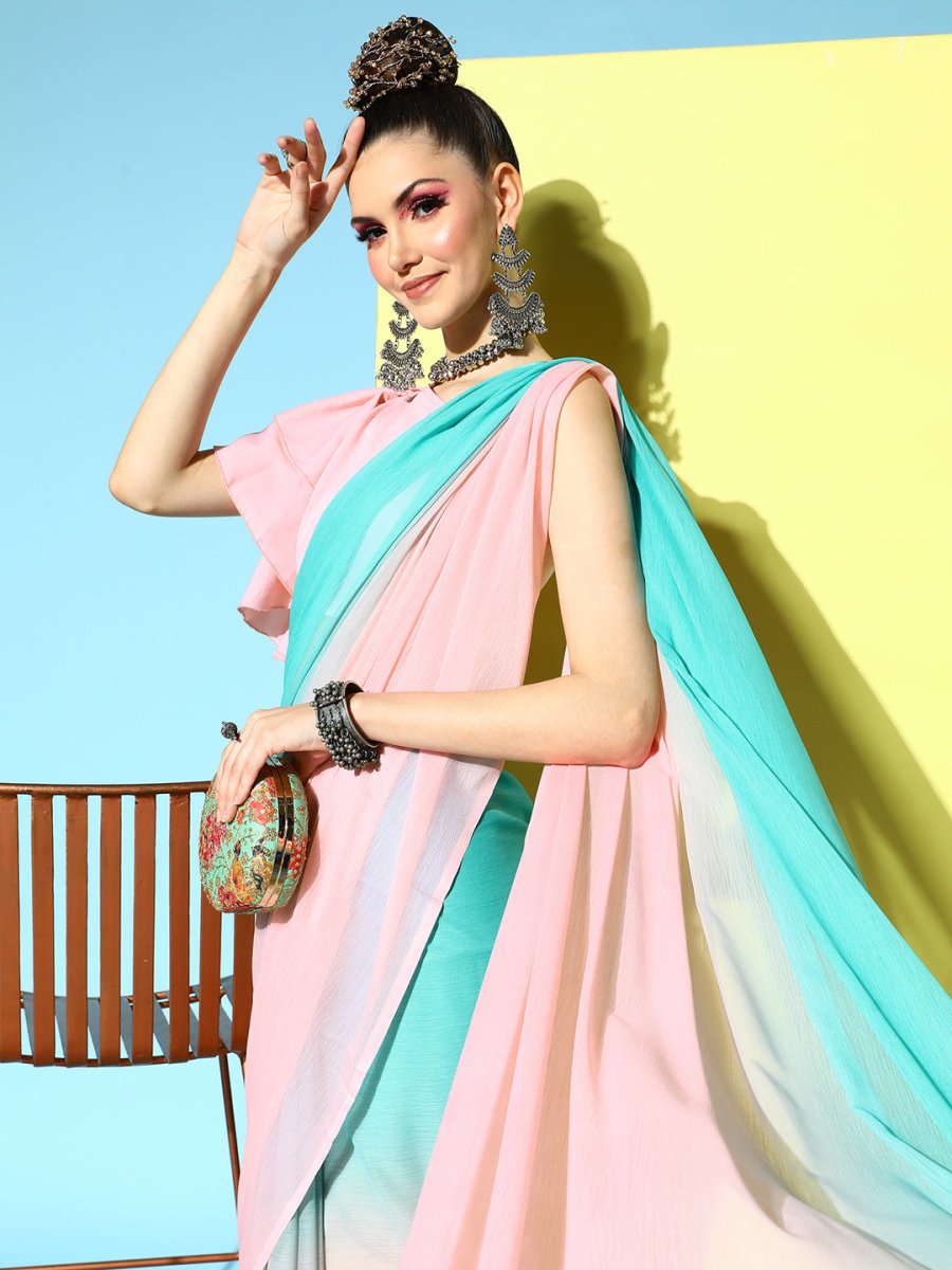 Ahalyaa Poly Chiffon Ombre Saree | Swadesiicart
