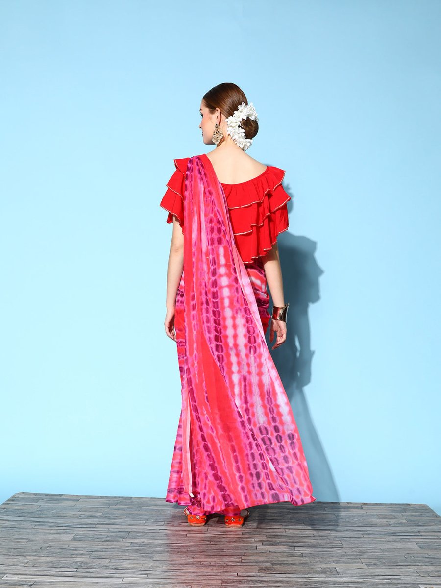Ahalyaa Geometric Print Chiffon Saree | Swadesiicart