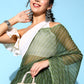 Ahalyaa Green & White Leheriya Saree | Swadesiicart