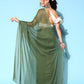 Ahalyaa Green & White Leheriya Saree | Swadesiicart