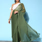 Ahalyaa Green & White Leheriya Saree | Swadesiicart