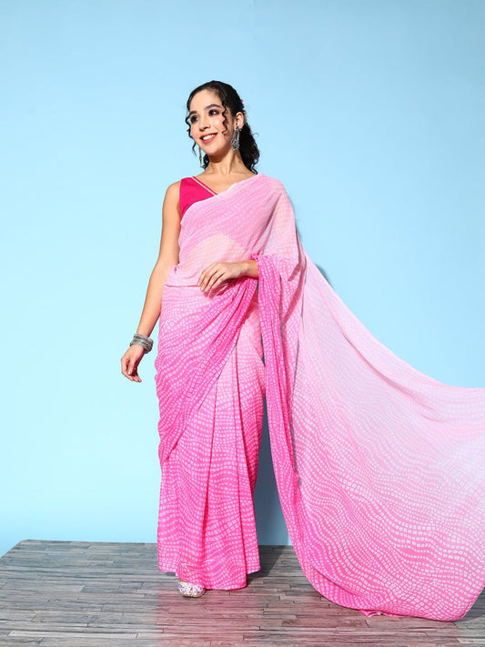 Ahalyaa Bandhani Saree with Solid border | Swadesiicart