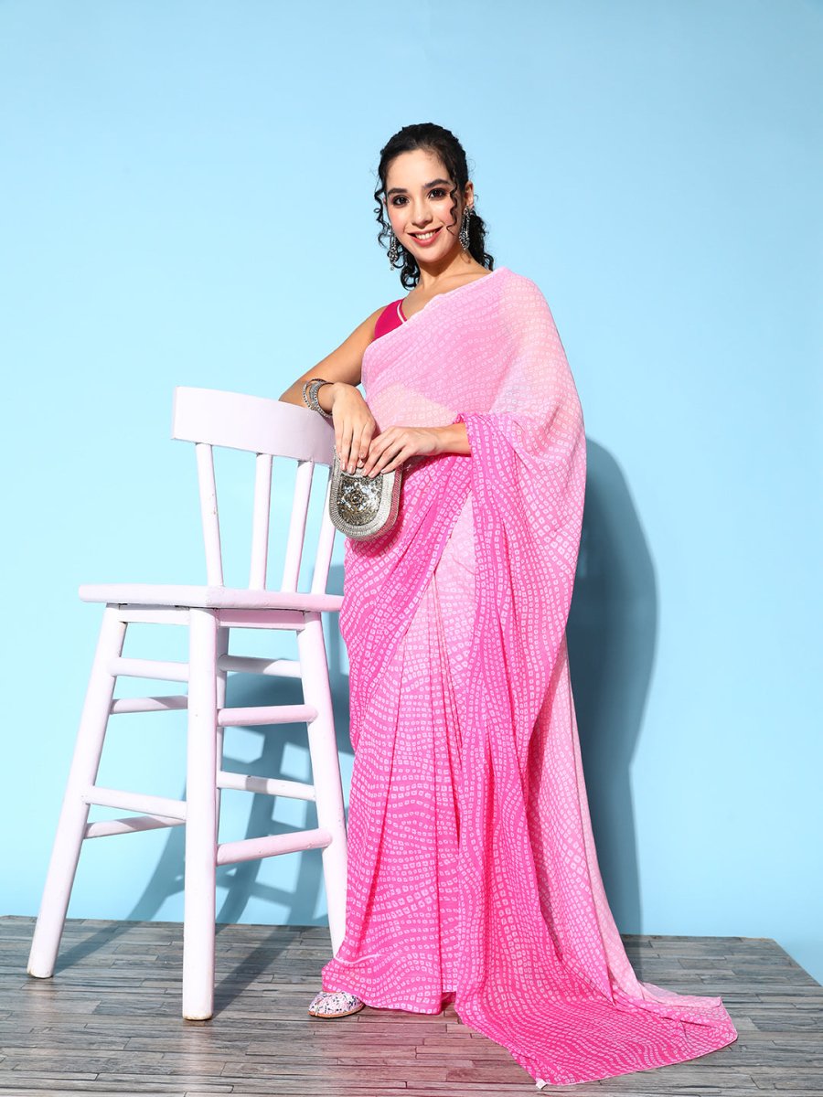 Ahalyaa Bandhani Saree with Solid border | Swadesiicart