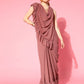 Ahalyaa Rusty Rose & Golden Woven Design Ready to Wear Saree | Swadesiicart