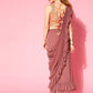 Ahalyaa Rusty Rose & Golden Woven Design Ready to Wear Saree | Swadesiicart