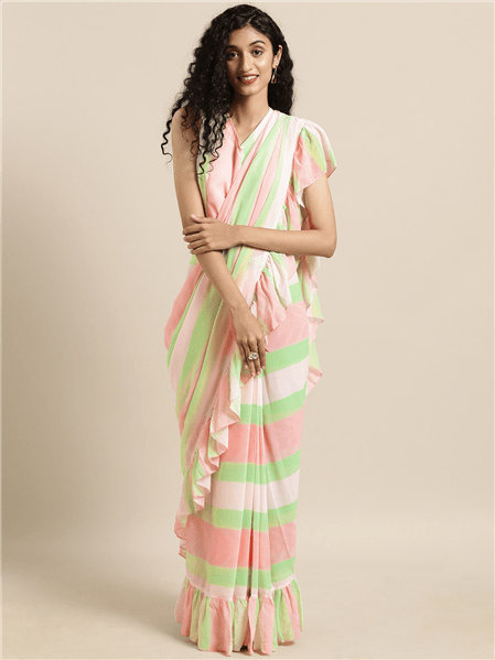 Ahalyaa Women's Striped Ready to Wear Saree | Swadesiicart