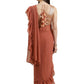 Ahalyaa Rust Brown Woven Design Ruffled Ready to Wear Saree Set | Swadesiicart