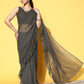 Ahalyaa Women Glitter Print Ruffle Saree | Swadesiicart