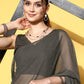 Ahalyaa Women Glitter Print Ruffle Saree | Swadesiicart
