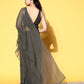 Ahalyaa Women Glitter Print Ruffle Saree | Swadesiicart