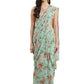 Ahalyaa Green & Peach Colored Printed Bagh Ready to Wear Saree Set | Swadesiicart