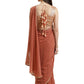 Ahalyaa Rusty Brown Pleated Ready to Wear Saree Set | Swadesiicart