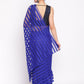 Ahalyaa Blue & Black Striped Net Ready to Wear Saree Set | Swadesiicart