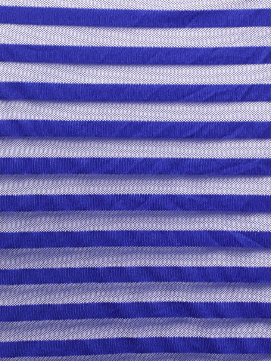 Ahalyaa Blue & Black Striped Net Ready to Wear Saree Set | Swadesiicart