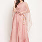 Ahalyaa Women Rusty Rose Chanderi Gold Foil Prin Lehenga Choli With Dupatta | Swadesiicart