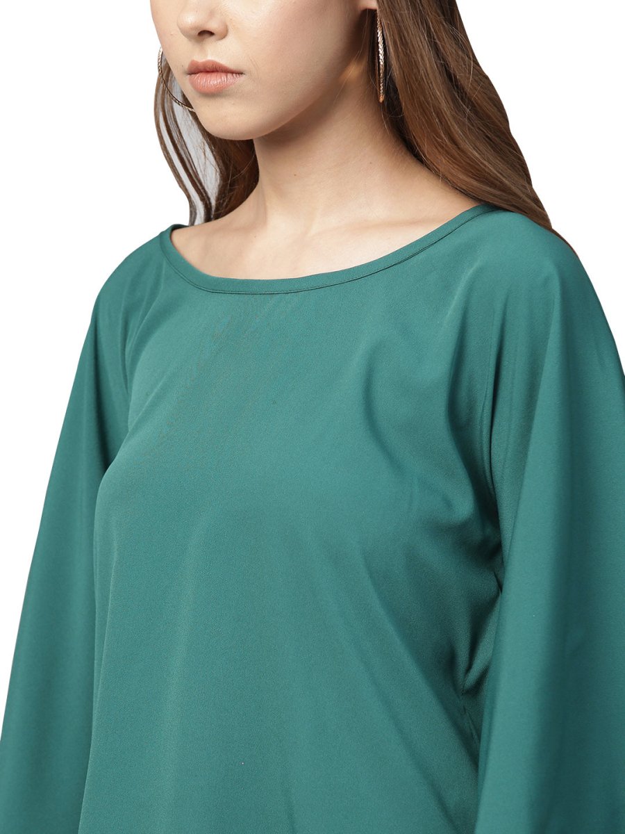 Ahalyaa Indo Western Sea Green Cape With Drape Pant | Swadesiicart
