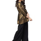 Ahalyaa Golden Flared Crepe, Georgette Indowestern Set | Swadesiicart