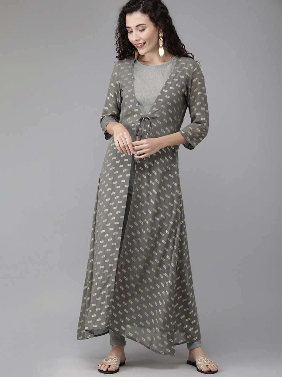 Ahalyaa Women Beautiful Grey Indo Western Set | Swadesiicart