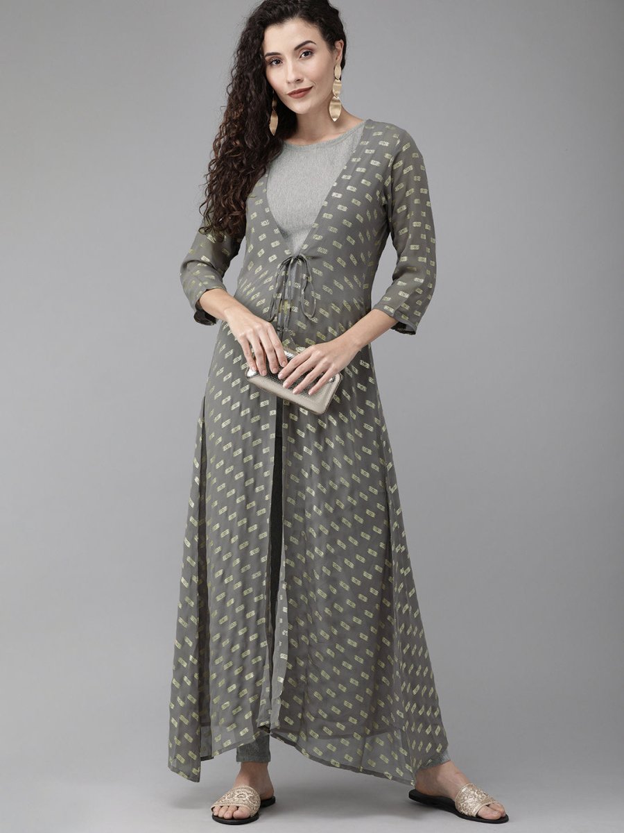 Ahalyaa Women Beautiful Grey Indo Western Set | Swadesiicart